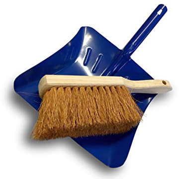 KIBROS Ensemble de ménage | Pelle en tôle peinte + balayette en fibres de coco naturel | 5KITPTBCc