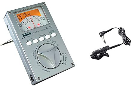 Korg - OT12O Pocket Chromatic Orchestral Tuner & - CM-300-BK Improved Design Contact Microphone for Clip-Type Tuners - Black