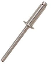 RS PRO Blind Niet, Ø 3.2mm x 6mm, Grau, Edelstahl, 3.3mm aus Edelstahl, min. 1mm, max. 3mm, Packung a 100 Stück