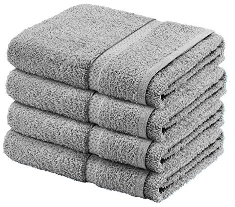 Sasma Home - Premium Baumwoll-Handtuch-Set – 4 Stück – Groß 50 x 90 cm (Grau)