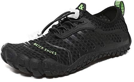 Kids Boys Water Shoes Aqua Lightweight Quick Dry Girls Barefoot Shoes Toes Wide Beach Shoes Wading Casual Swimming Socks Unisex (4,W-16Black,Big Kid)