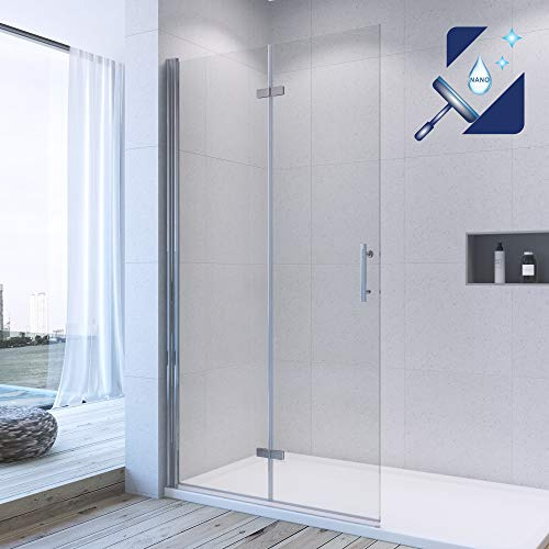 AQUABATOS® 65 x 195 cm Duschabtrennung Faltbar Dusche Walk in Duschwand Glas Duschtrennwand Drehfalttür Duschtür Falttür aus 6 mm Echtglas ESG mit Nano Beschichtung