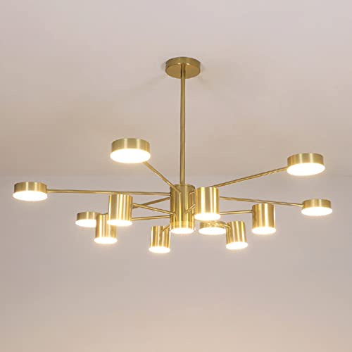 KRIPINC Lamparas de Techo Sputnik, Lámpara de Araña Sputnik, Lampara Colgante LED Dorado, Lampara Vintage Techo, Lamparas Techo Modernas para Salon Dormitorio Comedor Cocina (Luz Tricolor, 12+1 Luces)