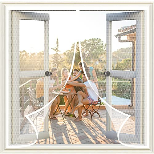 Mosquitera Magnética Para Puertas 145 x 115 cm Antimosquitos Con Imanes Magnetica Corredera Cortina Fácil de Ensamblar Sin Taladrar para Todo Tipo de Ventanas, Blanco