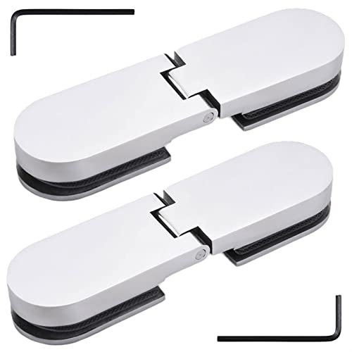 Lot de 2 charnières de porte en verre en acier inoxydable 304, longue barre argentée brillante à 180°, clip pour verre de salle de bain, 8-12 mm
