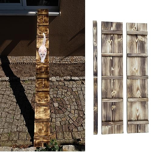 Katzenleiter Katzentreppe Geflammt Katzenstufe für Balkon 1m bis 6m mit Klemmen (Länge: 1m)