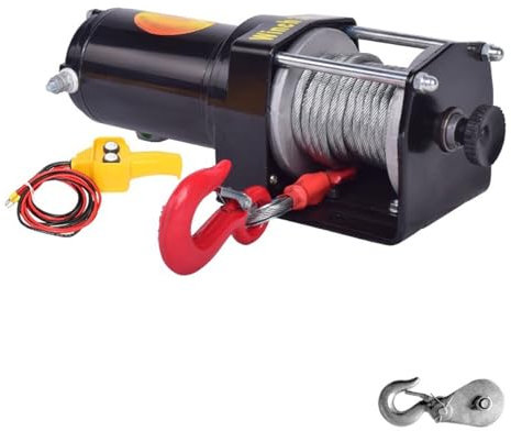 Piccolo paranco Elettrico Portatile, verricello Elettrico for Gru Montato su Veicolo 12v 24V, verricello di autosoccorso for Fuoristrada YIJIAN (Color : 12v 3000 lbs Handle Switch)