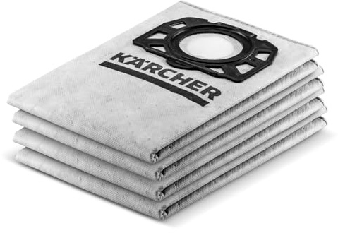 KÄRCHER Sacchetti filtro in tessuto non tessuto KFI 489 per aspiratori solidi-liquidi WD 4/5/6/7, 4 pezzi, prestazioni di lunga durata nell'aspirazione di polveri sottili e l'uso di elettroutensili