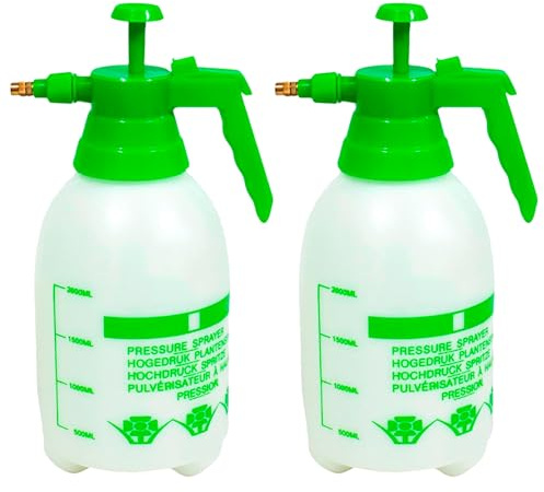 Acan Tradineur - Pack de 2 Botellas Pulverizadores a preción para Jardin - Fabricado en Plástico - Ideal para Sulfatar Flores y Plantas - Color Aleatorio - 2 litros