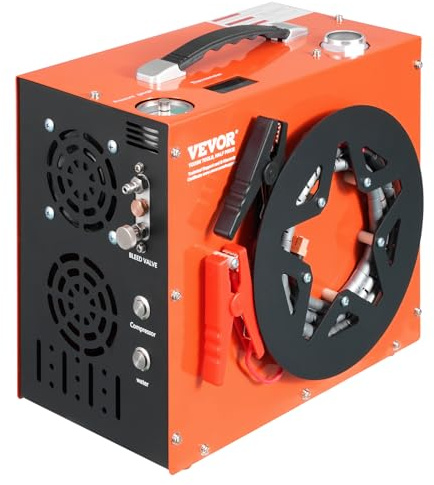 VEVOR Compresor de Aire PCP Portátil 30 MPa Refrigeración por Agua Ventilador Incorporado Apagado Automático Compresor de Tanque de Paintball DC 12 V/AC 230 V para Pistola de Aire Tanque de Buceo