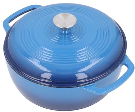 Forno Olandese Rotondo in Ghisa Smaltata, Resistente Conservazione del Calore Pentola Rotonda in Ghisa con Manici Doppi con Coperchio, Casseruola Antiaderente Resistente e