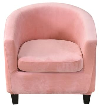 Hearda Clubsessel Bezug, Samt Sesselbezug Cocktailsessel Bezug 2er Set Weich Stretch Sesselhusse Universal Modern Sesselüberwurf für Esszimmer Wohnzimmer Café Büro (Rosa)