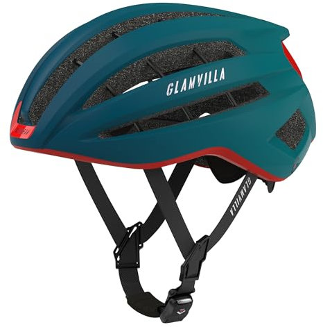 GLAMVILLA Rennradhelm für Damen und Herren City Trekking Fahrradhelm Professioneller Wettkampf Ultra Leichter belüfteter Fahrradhelm mit Skelett Magnetschnalle (DunkelBlau, L)