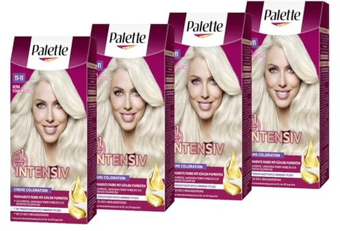 Palette Intensiv Creme Coloration 11-11 Ultra Titanium Blond (4 x 115 ml), permanente Haarfarbe für leuchtende, langanhaltende Farbbrillanz & 100% Grauabdeckung