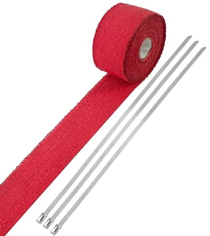 Enveloppe D'échappement Ruban isolant en fibre de verre for tuyau d'échappement de voiture, 5 mètres, ruban isolant for voiture, rouleau de protection thermique haute température Echappement Ruban Rub