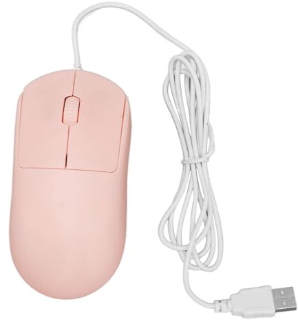 Ailgely Trådbunden optisk mus 1200DPI Ergonomisk USB Plug and Play för bärbara datorer Stationära datorer (rosa)