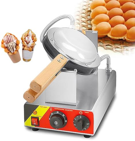 MIAOMI Single Bubble Waffle Maker Commercial Waffle Maker Non-stick Hong Kong Egg Waffle Maker 180° Rotatable, Non Stick Appliance for Ice Cream Treat Desserts