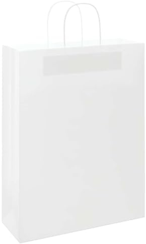vidaXL Sacs en Papier 50 pcs avec poignées Blanc 32x12x42 cm, Sac en Papier, Sac Cadeau en Papier, Sac Cadeau en Papier, Sac