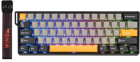 EPOMAKER AULA WIN60 HE 60% Wired Magnetic Keyboard with Adjustable Actuation, 8000 Hz Polling Rate, Hall Effect Switches, Hot-Swap, For FPS Games (Grey&Yellow)