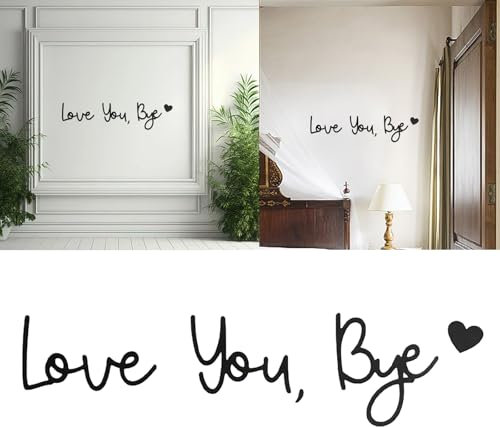 Bye Love You Wooden Script Sign Hallway Home Door, Love You, Bye Sign Above Door, Wood Entryway Decor Door Topper, Family Wall Art Modern for Valentine's Decoration with Glue Point