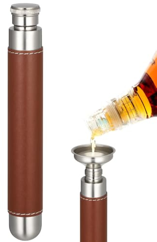 ELAYARD Tragbare WeinröHre Aus Edelstahl Mit Lederbezug Kompakter Mini-Weintopf FüR Outdoor BarzubehöR Vielseitig Und Leicht Zu Tragen
