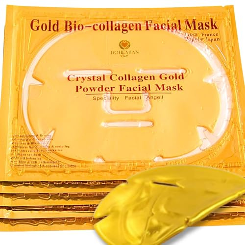 Bohemian Heart Gold Collagen Face Mask – Pack of 10 Hydrating Sheet Masks