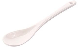 Juego de 5 Cucharas Soperas de Porcelana de Color Claro, Mango Largo
