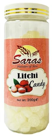 Saras Candy Litchi (Lychee) 200g | Exotic Lychee Flavour | Sweet Fruity Treat | Indian Digestive Candy | Ideal for Snacking Anytime