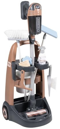 Smoby - Rowenta Reinigungstrolley & Spielstaubsauger mit Sound - Haushalts-Spielset mit 10 Zubehörteilen - Elektronisches Rollenspiel - ab 3 Jahren, mit Recyclingmaterial