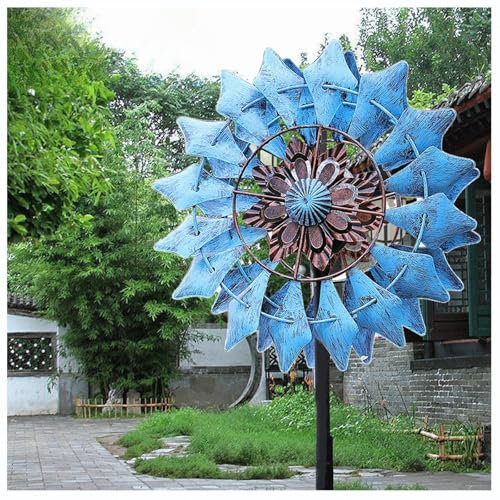 WXJHNYBS Deco Jardin Exterieur Moulin à Vent, 190×32cm,SaisonnièRe Eolienne De Jardin Facile à Assembler Moulin à Vent Jardin Solaire Sculpture Dynamique dans Le Jardin