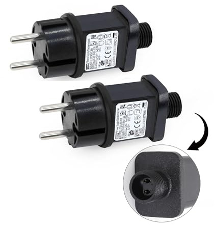 2 pezzi trasformatore LED CZJUTAI IP44 Alimentation pour éclairage de Noël – Prise européenne, Socle à vis, DC4.5V 1.35W