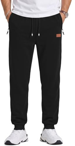 TARAINYA Joggingbyxor herr dragkedja, träningsbyxor bomull med dragsko | 50 % bomull, 45 % polyester, 5 % elastan, joggare, elastiskt midjeband med dragsko, elastisk, fritid, året runt
