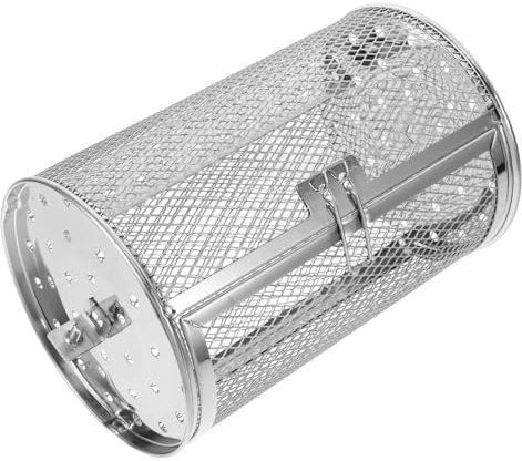 HOODANCOS Panier Rôtisserie en Acier Inoxydable pour Barbecue et Four à Tambour Rotatif 120x180 Mm pour Fruits Secs, Noix et Légumes Grillés Usage Extérieur Cuisson Homogène 360°