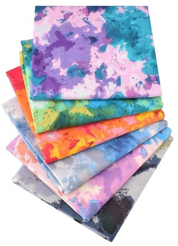 NEUJUS Baumwollstoff 50 x 50 cm Stoffpaket – Patchwork Stoffe Paket zum Nähen & Quilten, DIY Stoffreste Baumwollstoffe Meterware, Stoff Quadrate verschiedene Muster (6-Tie Dye Mix)