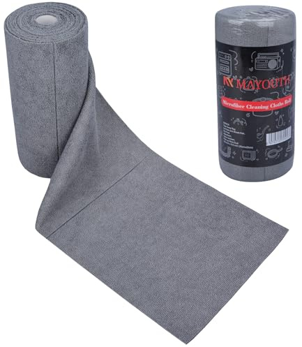 MAYOUTH Mikrofiber rengöringsdukar rulle 50-pack återanvändbara pappershanddukar för biltvättstillbehör ultraabsorberande kök disktrasor hus fönster rengöringsdukar luddfri riva bort (mörkgrå)