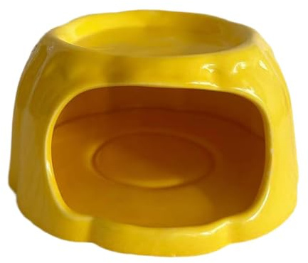 LOVIVER Ciotola per Cibo per criceti in Ceramica a Forma di budino, Carina per Habitat da Interno per criceti, ratti, scoiattoli, e Accessori, Giallo