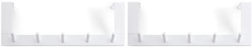 Rayen - Kleiderbügel 5 Haken - Tür-Garderobe - Hakenstange - Türhänger - Multifunktional - Platzsparend - Weiß - 36 cm x 12,5 cm x 4 cm (Packung mit 2)