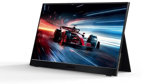 Nilox NXMP15FHD601 Monitor Portatile 15.6'' IPS Full HD, Frequenza 60 Hz, Connessioni USB‑C e Mini‑HDMI, Cover Magnetica e Design Ultra‑Sottile