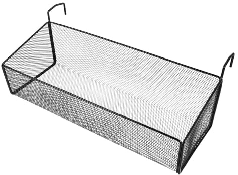 Garneck Panier de Rangement en Fer Noir pour Piscine Poignée, Structure en Maille Ajourée, Design à Séchage Rapide, pour Serviettes et Bouteilles au Bord Piscine