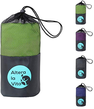 Altera La Vita Sleeping Bag Made of Modern Microfibre 220 x 80 cm with Zip Cushion Compartment and Foot Opening Travel Sleeping Bag Ticking for Backpacking Camping Hut Hotel Ultralight Small