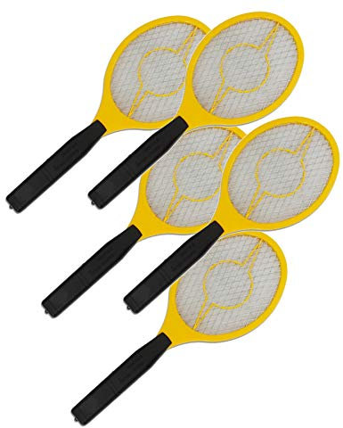 Trango 5er Set elektrische Fliegenklatsche 5TG-FL2004 I Mückenfänger I Obstfliegenfänger I Fliegenfänger - Betrieb mit 2X AA 1.5 Volt Batterie