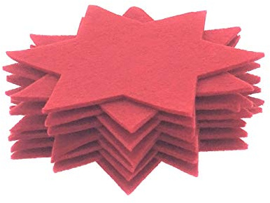 MC Trend Juego de 12 posavasos de fieltro para decoración de mesa de Navidad con diseño de estrellas (juego de 12 unidades, rojo)