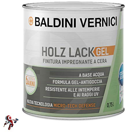 Baldini Vernici HolzLack Gel 750 ml Impregnante Legno Esterno Cera Cerato Bianco Trasparente, Noce Scuro