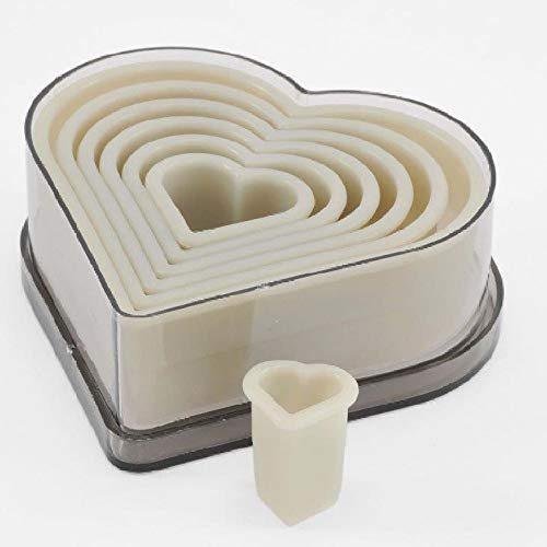 thermohauser Ausstecherset (Nylon), Herz glatt, weiß, Durchm. 2,5 - 11,2 cm, 7-tlg.