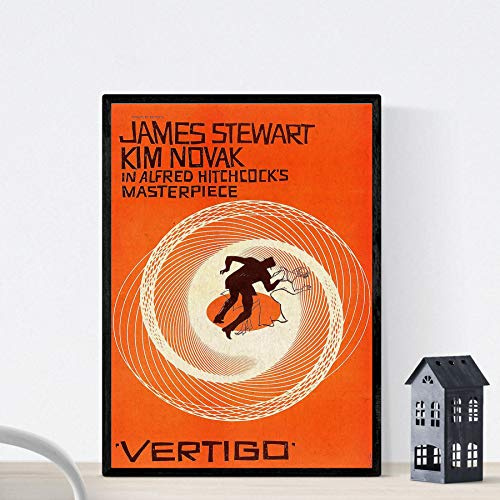 Nacnic Poster vintage. Cartel cine vintage Vertigo - Hitchcock. Tamaño A3 con marco
