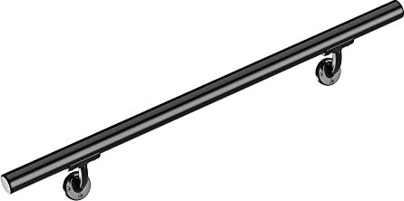Meranti Pasamanos de aluminio para escalones y escaleras interiores o exteriores, barandillas para ancianos, kit completo de barandilla de escalera (AHR, negro, 3 pies de longitud)