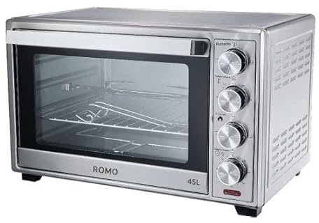 ROMO. Forno elettrico da tavolo Convenzione e Rustidor 45L. 2000 W. Temperatura fino a 230 °C, timer con spegnimento 60 minuti. Acciaio