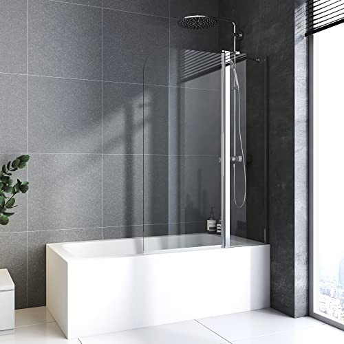 100x140cm Duschwand Doppelseitige Nanobeschichtung mit Stabilisierungsstange Duschwand Glas Badewanne Duschwand 100x140cm Duschabtrennung Badewannenaufsatz mit Sicherheitsglas