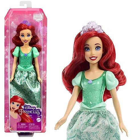 Mattel Disney Princess - Ariel bambola con capi e accessori scintillanti ispirati al film, giocattolo per bambini, 3+ Anni, HLW10