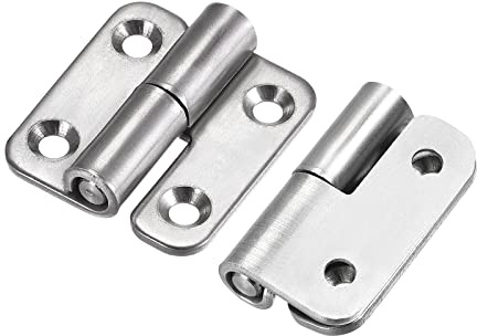 sourcing map Lift Off Hinge (37mm/1.5) 2pcs, Stainless Steel Left-Handed Slip Joint Small Flag Hinges - for Cabinet Door, Silver Tone